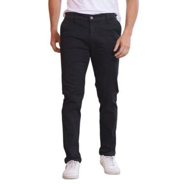 Imagem de Calça de Sarja Corte Alfaiataria Masculina Slim Fit com Lycra Bolso Em