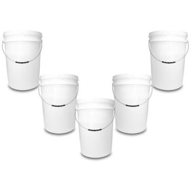 Imagem de Kit 05 Baldes Plástico 22L Atóxico com Tampa Hermética e Alça Metálica