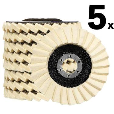 Imagem de Kit 5 Disco Feltro Flap Polimento 4.1/2" Polir Aço Inox Aluminio - Sta