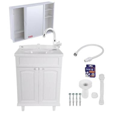 Imagem de Gabinete Branco para Banheiro Plástico Gab Max Astra 63cm Completo - A