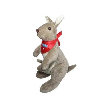 Imagem de Canguru Australiano Com Filhote De Pelúcia Cinza 30 Cm Antialérgico - 