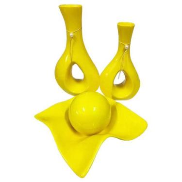 Imagem de Jogo De Vasos Par Furados E Centro De Mesa De Sala Amarela - Retrofenn