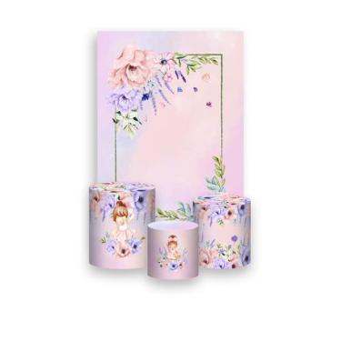 Imagem de Painel De Festa Vertical 1,50 x 2,20 + Trio De Capas Cilindro - Jardim