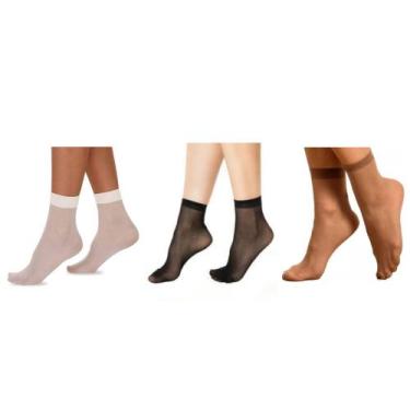 Imagem de Kit 30 Pares Meia Fina Soquete Fio 20 Clássica Elegante Sortidas - Mei