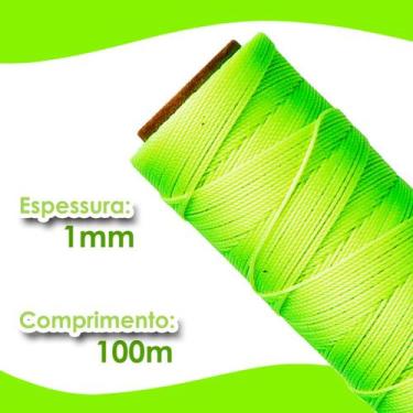 Imagem de Cordão Encerado 1mm - Fio Cordone Verde Neon - 100 Metros - Nybc