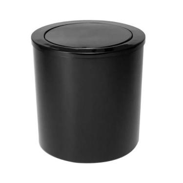 Imagem de Lixeira Basculante de 7 Litros para Banheiro ou Escritório - Preta - L