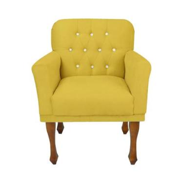 Imagem de Cadeira Poltrona Decorativa Para Quarto e Closet Anitta Suede Amarelo 