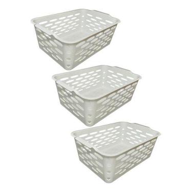 Imagem de Kit 3 Cestos Organizador Versátil Grande 37x26x13,5 Cm - Plasnorthon, 