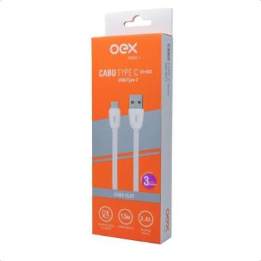 Imagem de Cabo Carregador Rápido Usb E Type Ce203 1.5 Metros Branco - OEX ENJOY