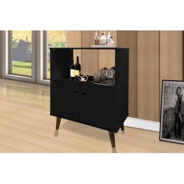 Imagem de Aparador / Balcão CAN Modelo Retrô Com Pés Palito 2 Portas Cor Preto -