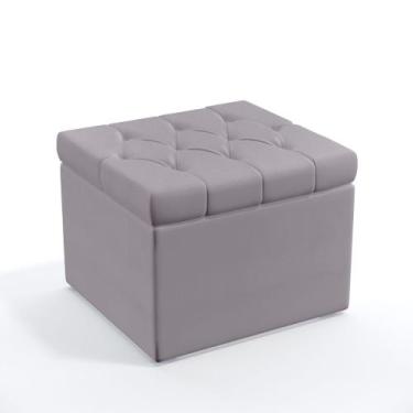 Imagem de Puff Quasar / com Capitonê / N-023 Veludo Cinza Claro  - ARADECOR, Cin