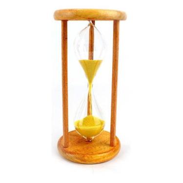 Imagem de Ampulheta Madeira E Vidro Relógio De Areia Amarelo 30 Seg Fg - GS