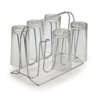 Imagem de Suporte porta 6 copos escorredor de mesa e pia em Aço inox - Arthi
