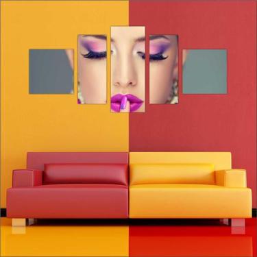 Imagem de Quadro Decorativo Maquiagem Salão De Beleza Fashion Hair 5 Peças TT18 