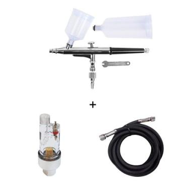 Imagem de AEROGRAFO DUPLA AÇÃO 02 COPOS BICO 0,3 MM WWS MOD W050F + Mini Filtro 