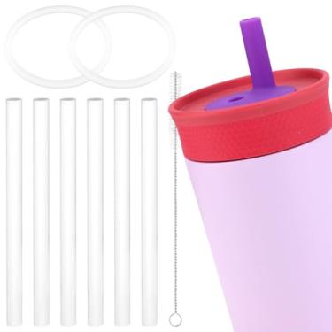 Imagem de Gosknor 6 canudos de substituição para copos de aço inoxidável Owala Kids 350 g, canudos de plástico reutilizáveis, canudos brancos e retos compatíveis com plástico Owala Kids de 425 g