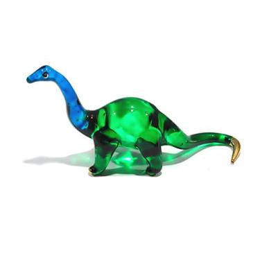 Imagem de Miniatura de vidro soprado feito à mão, 6,3 cm, estatueta jurássica de dinossauro do Brontossauro, ideias de presente de casa de bonecas, animais em miniatura, ornamentos minúsculos, decoração legal