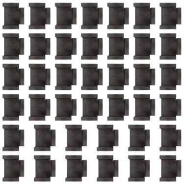 Imagem de Niubid Pacote com 40 camisetas de tubo de ferro fundido maleável, flanges de tubos industriais para tubos e acessórios pretos roscados, estilo vintage industrial Steampunk DIY.