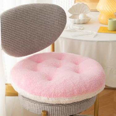 Imagem de Camel Duplo Contraste Super Macio Pelúcia Lavável Almofada para Cadeira, Almofada Redonda de Lã de Cordeiro Rosa Almofada para Quarto Infantil Cadeira de Mesa Adolescentes Meninas Decoração de Quarto