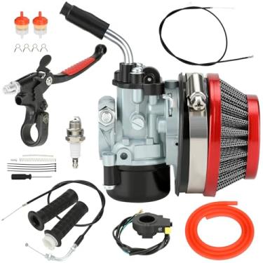 Imagem de CILOYU Kit de alavanca de embreagem de conjunto de acelerador de bicicleta motorizada compatível com motor de 2 tempos 100cc 80cc 50cc 49cc 66cc peças de bicicleta motorizada 7/20.3 cm 22 mm Punho do