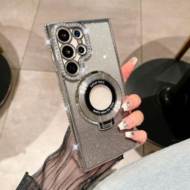 Imagem de Para Samsung S24 Ultra Invisible Holder Case para Samsung Galaxy S23 Ultra S22 Plus Diamond Gradient Glitter Plating Cover,Sliver,Para S23Plus
