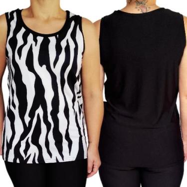 Imagem de Kit 2 Camisetas Femininas Regatas Básicas Peças Sortidas Costas em Pre