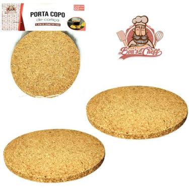 Imagem de Porta copo de cortica redondo com 2 pecas 9,3cm de ø bons cheff