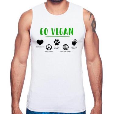 Imagem de Regata Go Vegan Símbolos - Foca na Moda, Branco, GG
