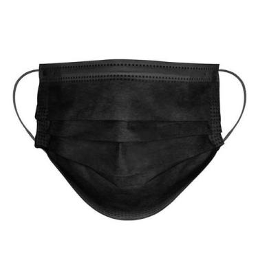Imagem de Mascara Descartável Tripla Preta ANVISA 50un Clipe Nasal - PROTECTME