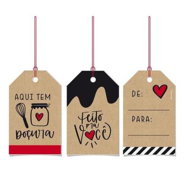 Imagem de Tags De Para com Cordão 5x8cm - Kraft Doçura - 12 unidades - Cromus - 