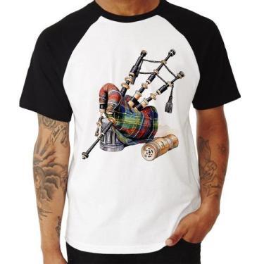 Imagem de Camiseta Raglan Gaita de Foles - Foca na Moda, Branco, Preto, GGG