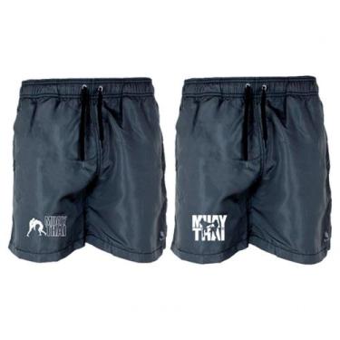 Imagem de Kit 2 Short Tactel Masculino Muay Thai Leve Conforto - Ragor, GG, Cinz