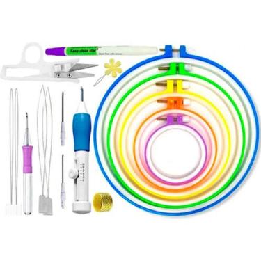 Imagem de Kit Agulha Magica Bastidores Bordado Ponto Russo Alto Relevo - Artesan