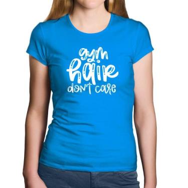 Imagem de Baby Look Algodão Gym Hair Don't Care - Foca na Moda, Azul, M