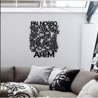 Imagem de Oração do Pai Nosso em Mdf Pintado de Preto 60x80cm 3mm - Fazarte