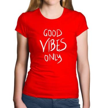 Imagem de Baby Look Algodão Good Vibes Only - Foca na Moda, Vermelho, M