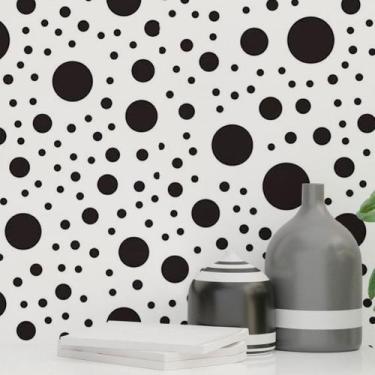 Imagem de Papel de Parede Adesivo Bolinhas Branco e Preto N018028 - Adesivo BR