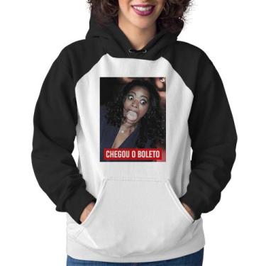 Imagem de Moletom Feminino Chegou o boleto - Foca na Moda, Branco, Preto, G