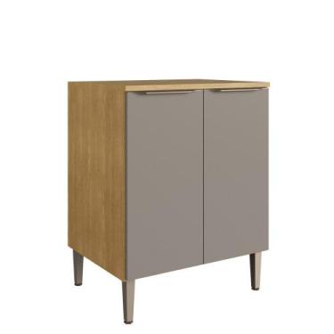 Imagem de Balcão com Tampo 2 Portas 70cm Laura Cadorin Móveis, Freijo/Fumê