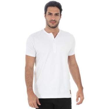 Imagem de Camiseta Masculina Anistia Henley Manga Curta Anistia Branca, Branco, 
