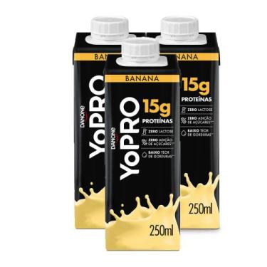 Imagem de Kit 3 YoPRO Bebida Láctea UHT Banana 15g de proteínas 250ml - Danone