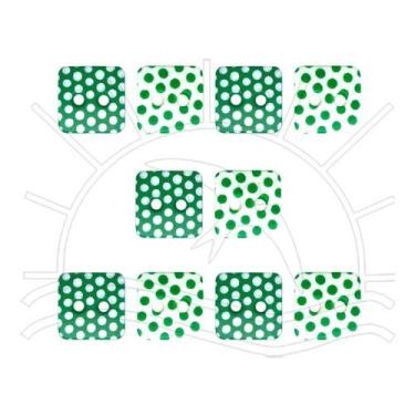 Imagem de Botão Poá Quadrado Verde Bandeira/Branco Tam 10 - 10 unid - We Care Ab