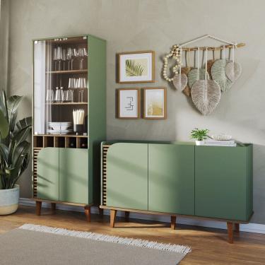 Imagem de Sala de Estar Completa Jurerê 7 Portas 4 Prateleiras Hortelã/Amêndoa - Colibri