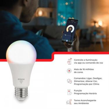 Imagem de Lampada Led Bulbo Steck Rgbw Wifi 7W 3000K A 6500K Bivolt - Smal1Us1