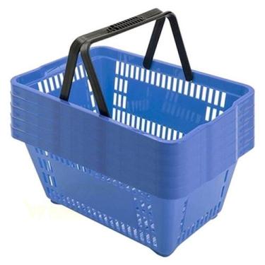 Imagem de Kit 5 mini cestinhas plástica farmácia perfumaria azul - SUPIZZ