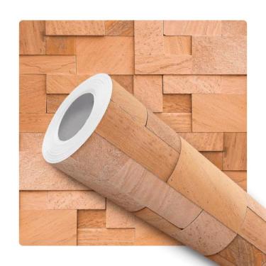 Imagem de Papel De Parede Adesivo Lavável Pedra Rustica Mosaico 3d Marrom Claro 