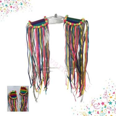 Imagem de Par de Ombreiras de Carnaval Colorida Arco-Íris C/ Brilhos - Dayu Vari