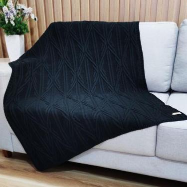 Imagem de Manta Sofa Trico Decorativa 150x90cm Usufruto Tricot c2, PRETO