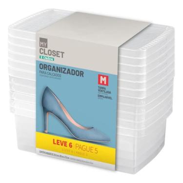 Imagem de Kit 6 Caixas Organizadora Para Calçados Caixa Plástica Com Tampa Venti