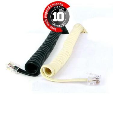 Imagem de Cabo Para Telefonia Espiral Preto - 2 Metros - Kit Com 10 - Cirilo Cab